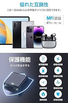 Amazon | モバイルバッテリー MFi認証 【2024初登場 & 4ケーブル